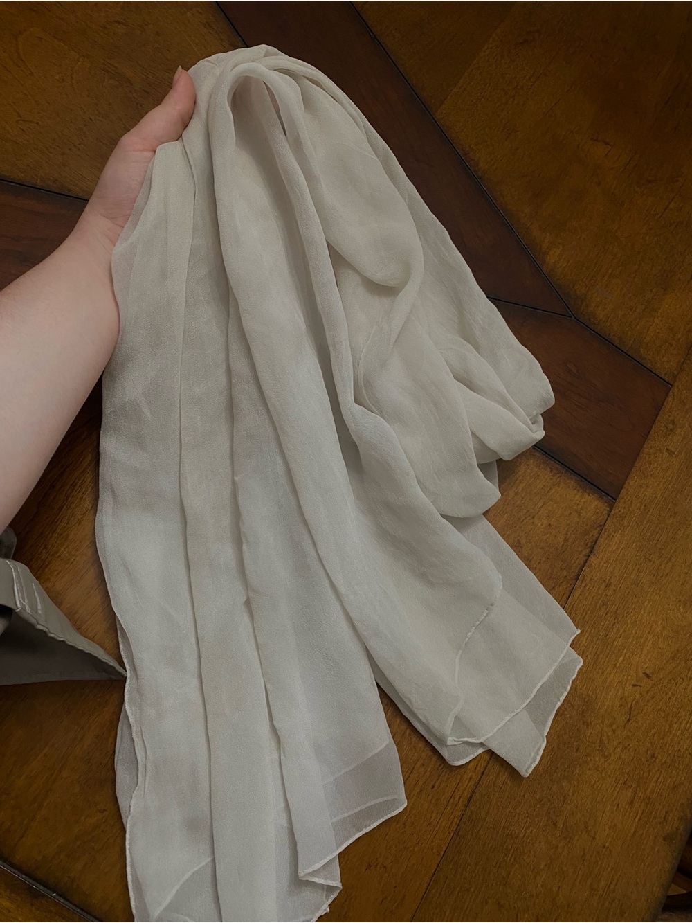 Light Grey Sheer Scarf 100% Silk